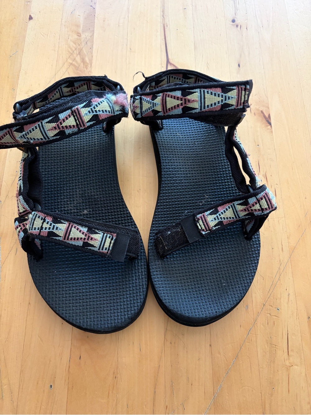 Teva Kids Black Sandals with Multicolor Aztec Straps